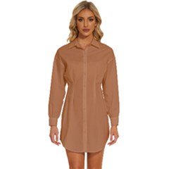 Dark Copper	 - 	long Sleeve Shirt Dress