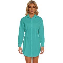 Jellyfish Blue	 - 	long Sleeve Shirt Dress