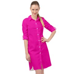 Fashion Fuchsia Pink	 - 	long Sleeve Mini Shirt Dress by ColorfulDresses