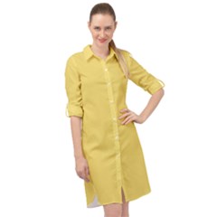 Macaroon Yellow	 - 	long Sleeve Mini Shirt Dress by ColorfulDresses