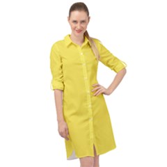 Maize Yellow	 - 	long Sleeve Mini Shirt Dress by ColorfulDresses