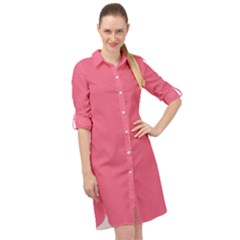 Rouge Pink	 - 	long Sleeve Mini Shirt Dress by ColorfulDresses