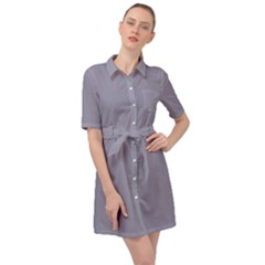 Coin Grey	 - 	belted Shirt Dress by ColorfulDresses