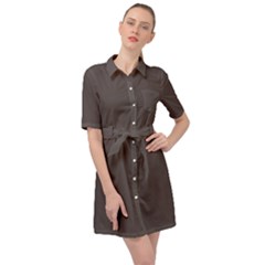 Ash Grey	 - 	belted Shirt Dress by ColorfulDresses