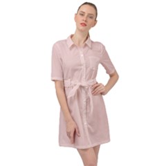 Pale Pink	 - 	belted Shirt Dress by ColorfulDresses