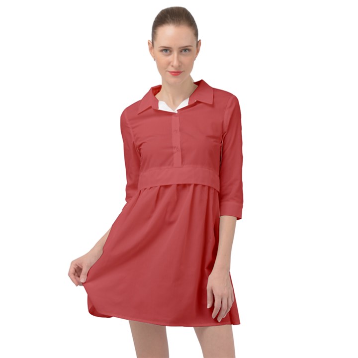 English Vermillion Red	 - 	Mini Skater Shirt Dress