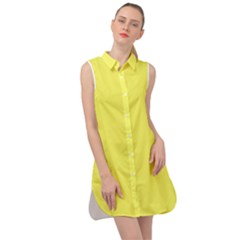 Laser Lemon Yellow	 - 	sleeveless Shirt Dress by ColorfulDresses