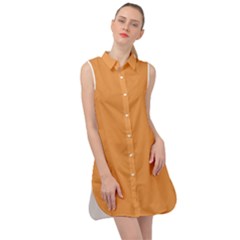 Sandy Orange	 - 	sleeveless Shirt Dress by ColorfulDresses