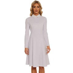 Almost Mauve	 - 	long Sleeve Shirt Collar A-line Dress