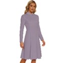 Dark Rose Quartz	 - 	Long Sleeve Shirt Collar A-Line Dress View3