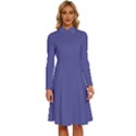 Blue Iris	 - 	Long Sleeve Shirt Collar A-Line Dress View1