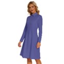 Blue Iris	 - 	Long Sleeve Shirt Collar A-Line Dress View2