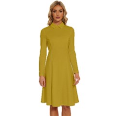 Cookie Dough	 - 	long Sleeve Shirt Collar A-line Dress by ColorfulDresses