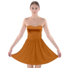 Ginger Orange	 - 	strapless Bra Top Dress by ColorfulDresses