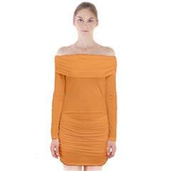 Deep Saffron Orange	 - 	long Sleeve Off Shoulder Dress by ColorfulDresses