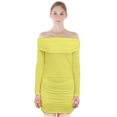 Icterine Yellow	 - 	long Sleeve Off Shoulder Dress