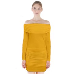 China Yellow	 - 	long Sleeve Off Shoulder Dress