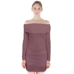 Rose Taupe Brown	 - 	long Sleeve Off Shoulder Dress by ColorfulDresses