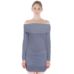 Roman Silver Grey	 - 	long Sleeve Off Shoulder Dress by ColorfulDresses