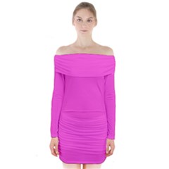 Pizzazz Pink	 - 	long Sleeve Off Shoulder Dress by ColorfulDresses