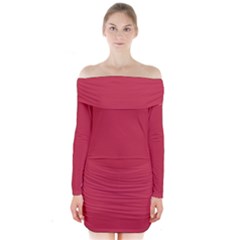 French Raspberry Red	 - 	long Sleeve Off Shoulder Dress by ColorfulDresses