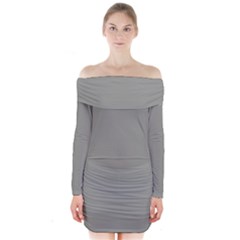 Trout Grey	 - 	long Sleeve Off Shoulder Dress by ColorfulDresses