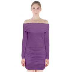 Sparkling Grape Purple	 - 	long Sleeve Off Shoulder Dress by ColorfulDresses