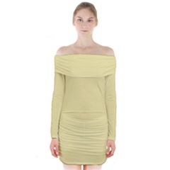 Yellow Iris	 - 	long Sleeve Off Shoulder Dress by ColorfulDresses