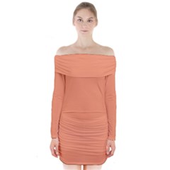 Light Orange	 - 	long Sleeve Off Shoulder Dress