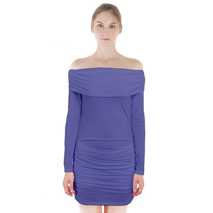 Blue Iris	 - 	Long Sleeve Off Shoulder Dress