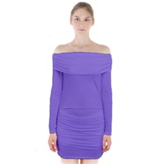 Medium Purple	 - 	long Sleeve Off Shoulder Dress