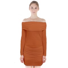 Orange Fox	 - 	long Sleeve Off Shoulder Dress by ColorfulDresses