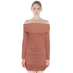 Soft Brown	 - 	long Sleeve Off Shoulder Dress by ColorfulDresses