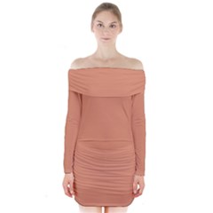 Soft Copper	 - 	Long Sleeve Off Shoulder Dress