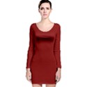 Maroon Red	 - 	Long Sleeve Velvet Bodycon Dress View1