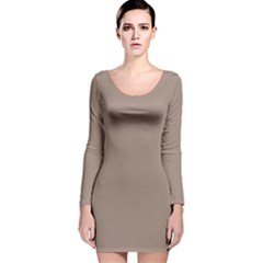 Stucco Brown	 - 	long Sleeve Velvet Bodycon Dress by ColorfulDresses