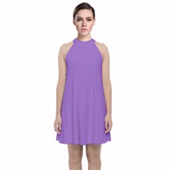 Iris Purple	 - 	velvet Halter Neckline Dress by ColorfulDresses