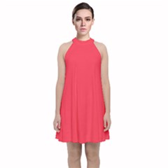 Sizzling Red	 - 	velvet Halter Neckline Dress by ColorfulDresses