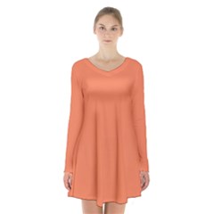 Basket Ball Orange	 - 	long Sleeve Velvet V-neck Dress by ColorfulDresses