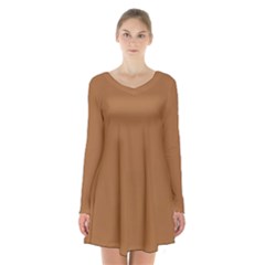 Two Penny Brown	 - 	long Sleeve Velvet V-neck Dress by ColorfulDresses