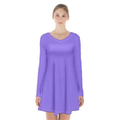 Sweet Crocus Purple	 - 	long Sleeve Velvet V-neck Dress by ColorfulDresses