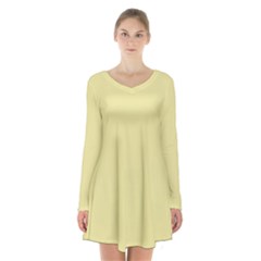 Yellow Iris	 - 	long Sleeve Velvet V-neck Dress by ColorfulDresses