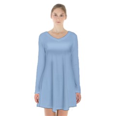 Blue Bell	 - 	long Sleeve Velvet V-neck Dress by ColorfulDresses