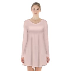 Pale Dogwood	 - 	long Sleeve Velvet V-neck Dress by ColorfulDresses