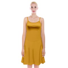 Gamboge Orange	 - 	spaghetti Strap Velvet Dress by ColorfulDresses