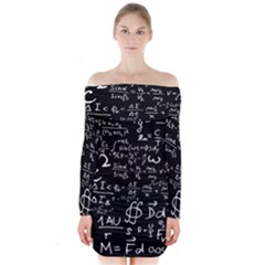 E=mc2 Text Science Albert Einstein Formula Mathematics Physics Long Sleeve Off Shoulder Dress