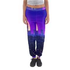 The Sun Night Music The City Background 80s 80 s Synth Women s Jogger Sweatpants