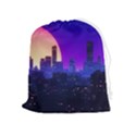 The Sun Night Music The City Background 80s 80 s Synth Drawstring Pouch (XL) View1