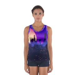 The Sun Night Music The City Background 80s 80 s Synth Sport Tank Top 