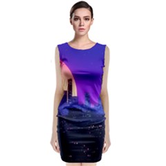 The Sun Night Music The City Background 80s 80 s Synth Classic Sleeveless Midi Dress